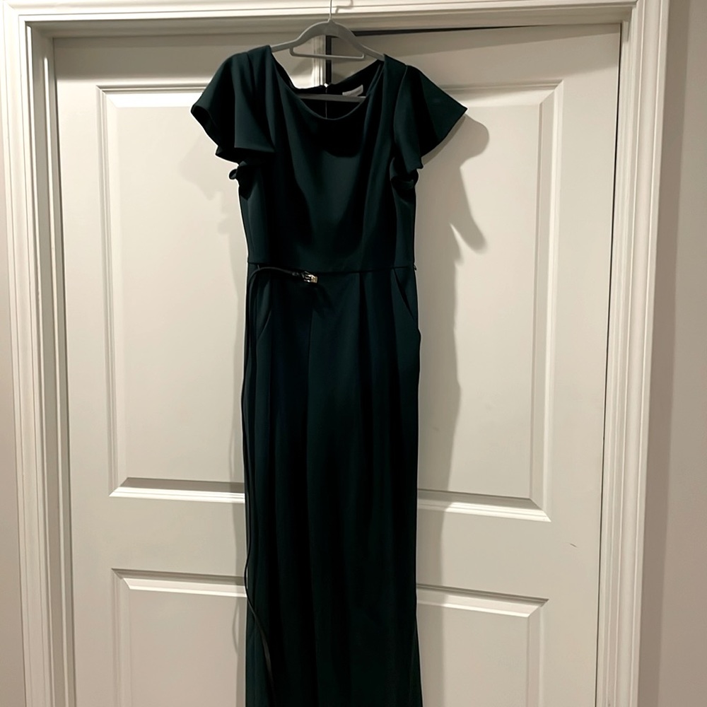 Green Calvin Klein Flutter-Sleeve Jumpsuit